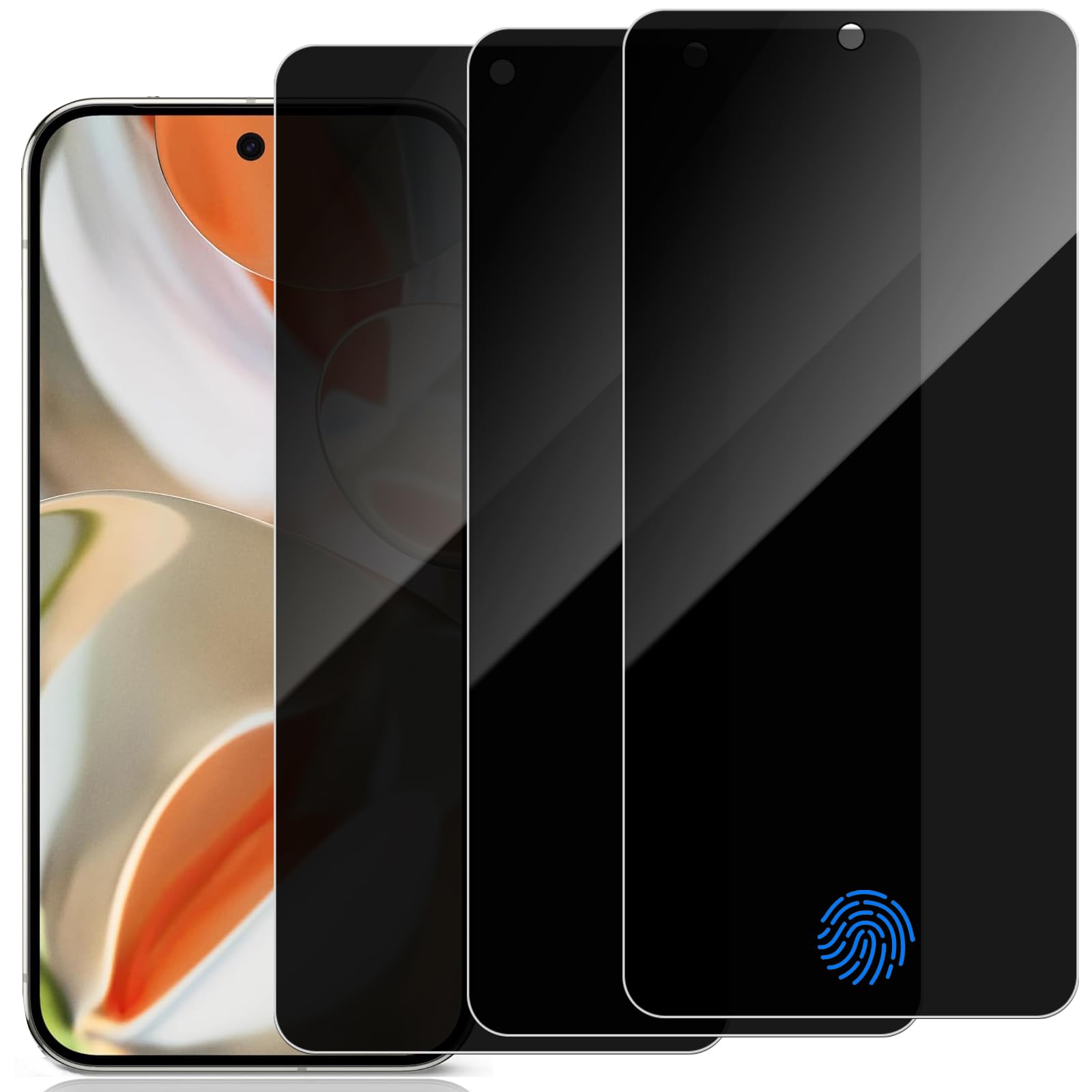 DYNASCO 3 Pack Privacy Screen Protector for Google Pixel 9 Pro XL 6.8", 9H Hardness Anti-Spy Tempered Glass Film Google Pixel 9 Pro XL - Support Fingerprint Unlock, Anti Scratch, Anti Fingerprint