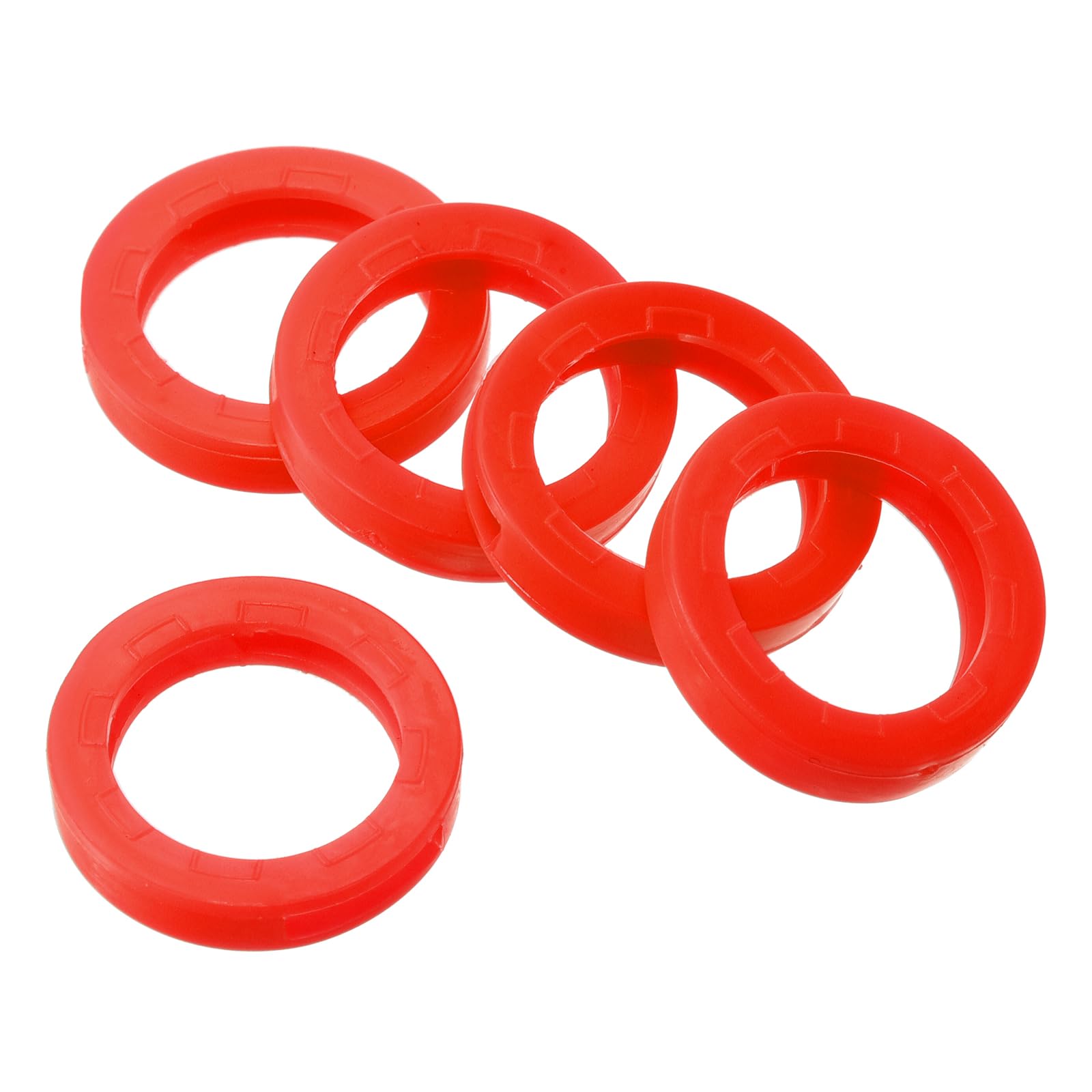 PATIKIL Key Cap Tags, 40Pcs Plastic Key Cap Cover Rings Keys Identifier Coding Ring Label ID Sleeve for Office House Apartment, Red (0.67" / 17mm ID)