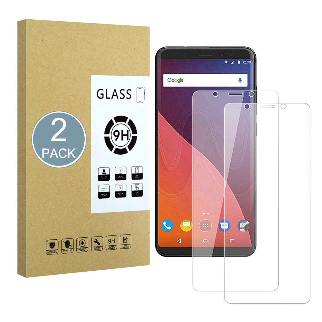 E-Hamii [2-Pack Screen Protector Compatible with Wiko View XL,9H Tempered Glass Protective,2.5D Double Defense Series Premium Protect Film,[Anti-fingerprint and Anti-Scratch][Bubble-Free]