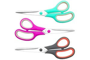 Vitoler 8.5" Scissors All Purpose, 3 Pack Ultra Sharp Blade Shears, Professional Ergonomic Comfort Grip Scissors for Office School Home Supplies Fabric Sewing DIY