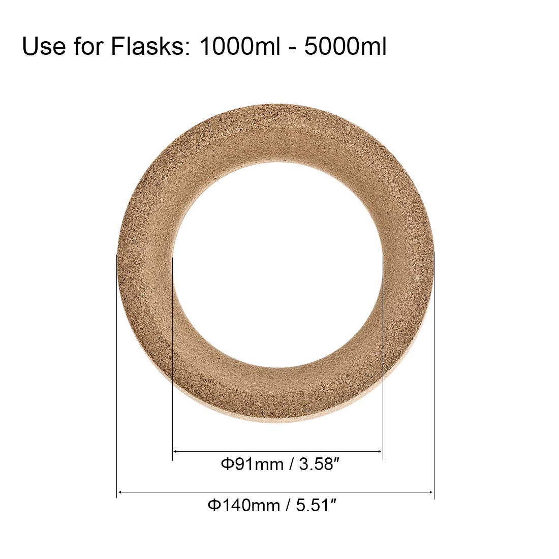 sourcing map Lab Flask Support Cork Stand 140mm Diameter Round Bottom Holder for 1000ml-5000ml Flasks 3Pcs - Image 3