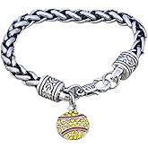 Sportybella Softball Charm Bracelet, Silver Braided Chain with Rhinestone Softball Pendant, Durable Jewelry & Gifts for Softball Players, Teams, and Fans