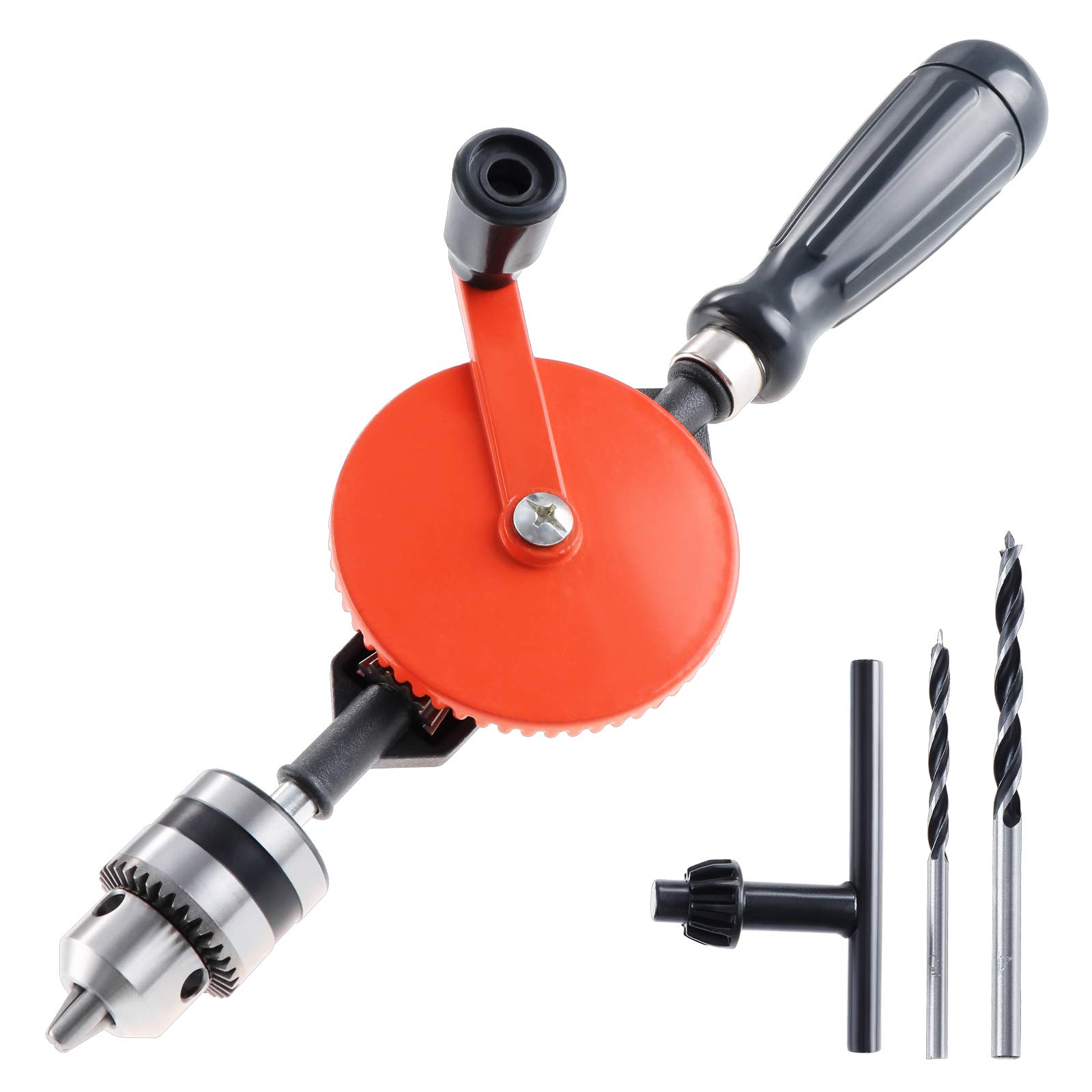 HSEAMALL Hand Drill - Manual Crank, 3/8 Inch (1.5-10mm) Capacity, Double Pinion Chuck, For Wood, Plastic, Acrylic, Circuit Board Punching