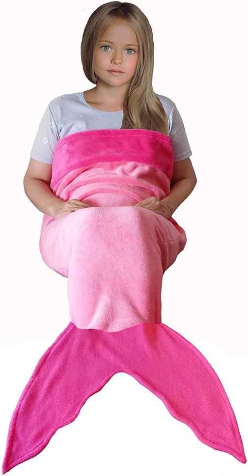 5 feet Mermaid Tail Blanket Pink Fleece Fabric for Girls Kids and teens Age 3-15 Years Old. Best and Super Cuddly Gift for Christmas and Birthday