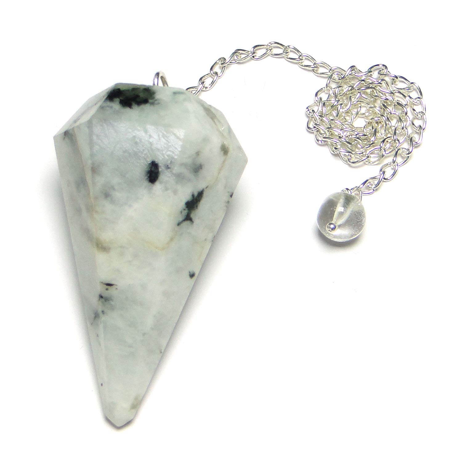 Jet International Prajet Rainbow Moonstone Cone Faceted Pendulum Healing Spiritual pendulum therapy