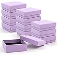 Gift Box Necklace Earring Ring Box Gift Box,12 Pieces Square Cardboard Jewelry Gift Boxes,Cotton Filled Cardboard Paper Jewelry Box Gift Case (3.5x3.5x1.25 Inches) (Purple)