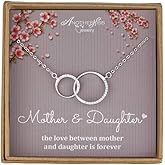 Mother Daughter Gifts, Sterling Silver 2 Circle Mother Daughter Necklace, Mom Birthday Gifts, Mother's Day Jewelry