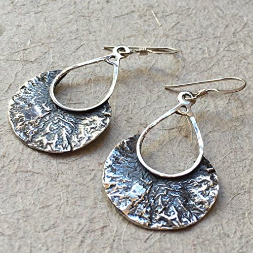 Sterling silver etched oxidised long droplet dangle earrings - That moment E2125