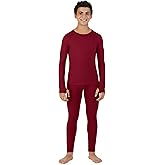 Cuddl Duds Boys Heavyweight Cold Weather Fleece Lined Thermal Set – Long Sleeve Shirt & Leggings – Long Johns for Kids