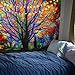 BLEUM CADE Colorful Tree Tapestry Wall Hanging Psychedelic Forest with Birds Wall Tapestry Bohemian Mandala Hippie Tapestry for Bedroom Living Room Dorm (The Tree, 51.2