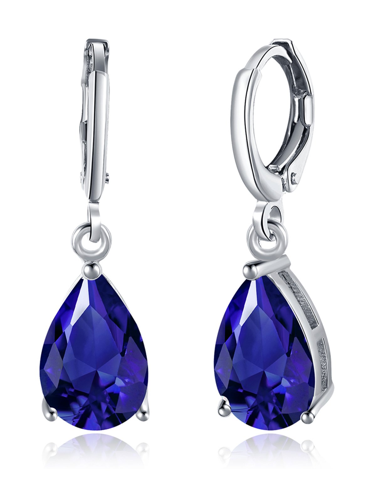 Women Earrings Blue Ladies Jewellery Silver Plated with Cubic Zirconia for Gifts Wedding