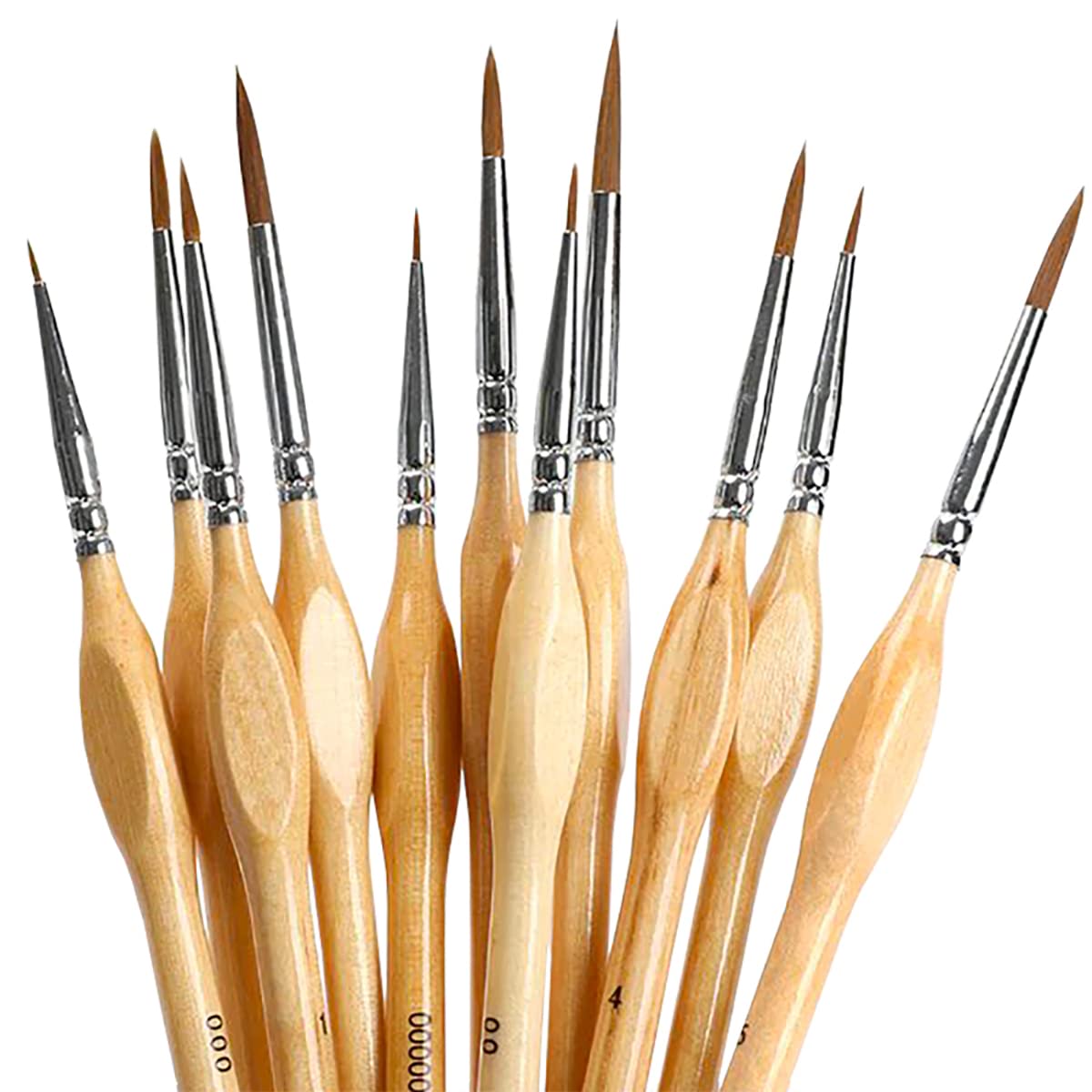 11 Pieces Fine Detail Paint Brush Miniature Painting Brushes Kit Mini Paints Brush Set for Acrylic, Watercolor, Oil, Face, Nail, Scale Model Painting, Line Drawingd (Natural Color 11 Piece Set)