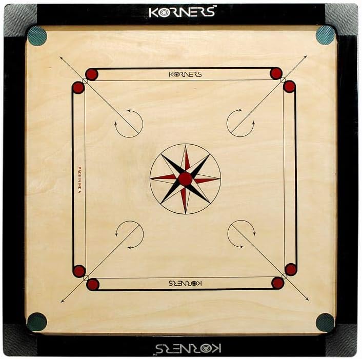 KORNERS Matte Finish Practice Carrom Board for Professional Practice with Coins, Striker, and Powder(X-Large- 33 Inches)