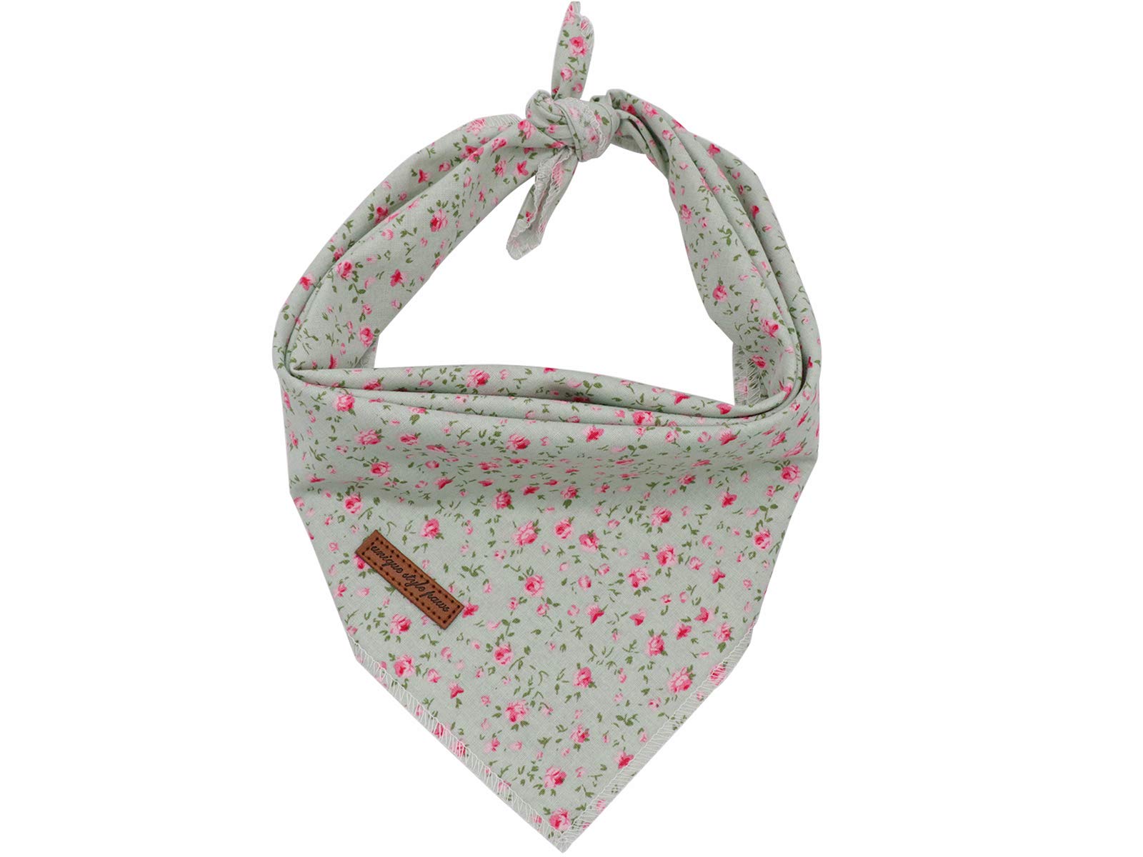 Unique style paws Dog Bandanas 1PC Washable Bibs Scarf, Pet Dog Kerchief, Cotton Triangle Dog Scarfs for Small Medium Large Girl or Boy Dogs and Cats Green Flower — image 1