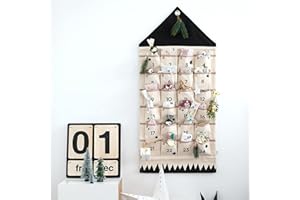 ASKINDS Christmas 24 Day Advent Calendar with Pockets Wall Hanging Bag for Holiday Decoration