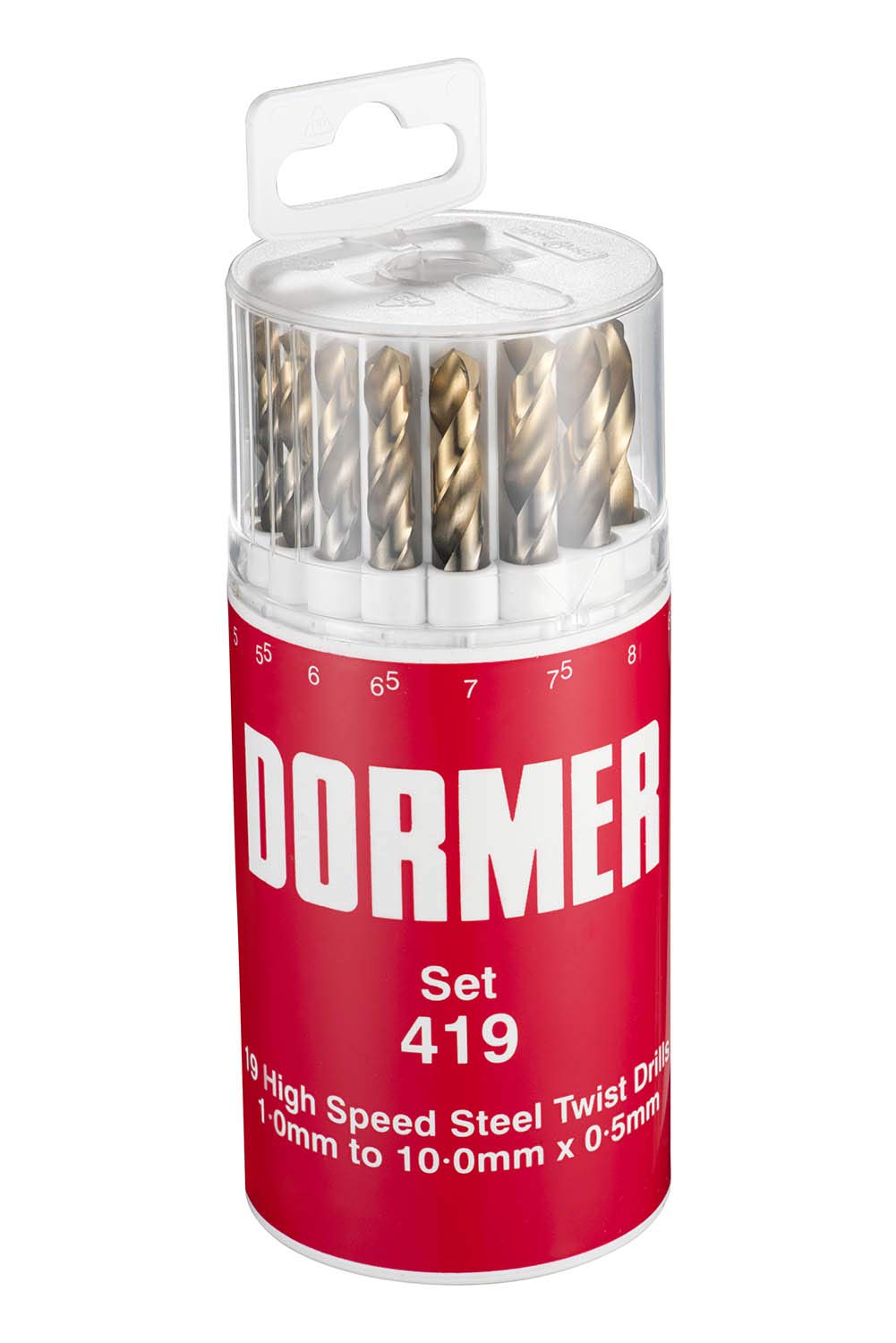 Dormer A094419 HSS High Speed Steel Jobber Drill Bit Set with 118 Degree Tin Tipped Split Point, Set of 19