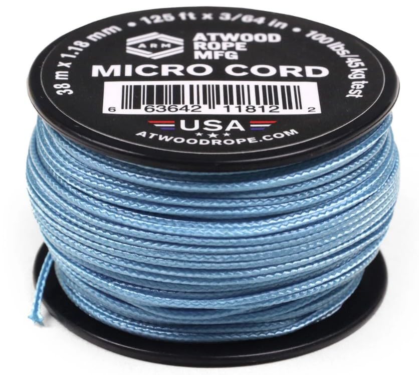 Atwood Rope MFG Tactical Nylon/Polyester Micro Utility Cord 1.18mm X 125ft Reusable Spool | Fishing Gear, Jewelry Making, Camping Accessories (Carolina)