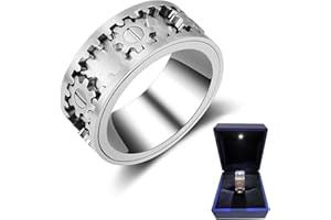 Fidget Spinner Gear Ring, Stress & Anxiety Relief Ring, Stainless Steel Simple Spinner Rings for Men and Women, Adhd Autism S