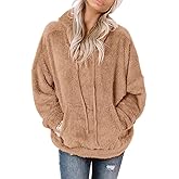 Ezbelle Women's Long Sleeve Sherpa Pullover Fuzzy Fleece Sweatshirt Casual Loose Fuzzy Hoodies with Pockets