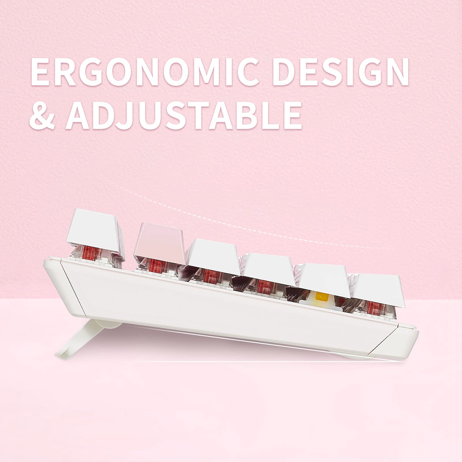 Hexgears GK715 Mechanical Gaming Keyboard, 104 Keys Full Size Wired Computer Keyboard, Hot Swappable Kailh Box Switches, ABS Keycaps, White Backlit Gaming Keyboard for PC/Laptop