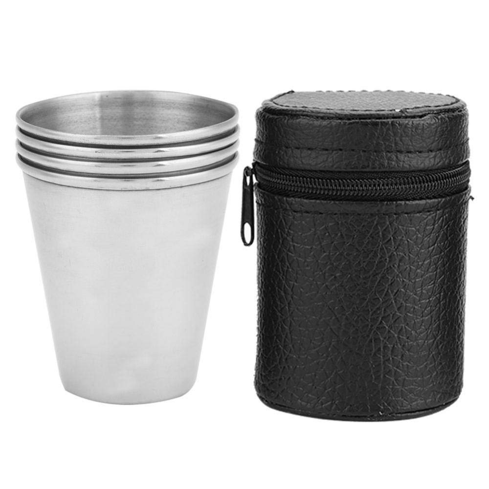 Portable Stainless Steel Cups Set for Camping (5.3 * 5.6/2.1 * 2.2in(M))