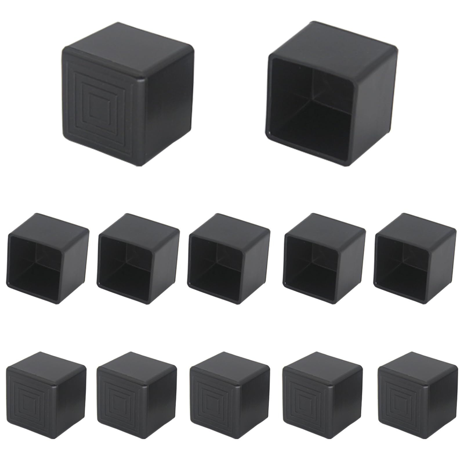 Photo 1 of 12Pcs 1"x1" (25mmx25mm) Square Rubber Chair Leg Tips Caps, Table Leg Covers, Floor Protectors, Furniture Leg End Caps
