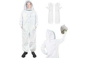 BeeTech Bee Suit Sting Proof for Men Women, Fully Body Bee Keeper Suits with Gloves & Veil Hood for Beekeeping Protection (XL)