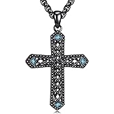 HKPATOP Black Cross Necklace 925 Sterling Silver Celtic Cross Necklace Religious Christian Jewelry Gifts for Men Women