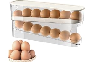 Automatic Egg Rolling Dispenser - Egg Roller Fridge Egg Holder with 2-Layer - Space Saving Egg Rack, Automatic Rolling Egg St