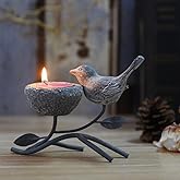 Marbrasse Votive Candle Holders, Vintage Home Decor Centerpiece, Iron Branches, Resin Bird and Nest, Tabletop Decorative TeaL