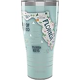 Tervis Traveler Vintage Florida Fun Map Triple Walled Insulated Tumbler Travel Cup Keeps Drinks Cold & Hot, 30oz, Stainless Steel