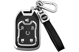 XIYANG TRADE for GMC Key Fob Cover with Keychain, Key Case Shell TPU Full Protection Compatible with GMC Chevy Silverado Suburban Tahoe Acadia Terrain Yukon Sierra 1500 2500 3500 HD (Black, 6 Button)