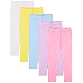 FEQO 5 Pack Toddler and Baby Girls Cotton Leggings Pants Full Length Basic Leggings Stretchy Legging Tight Pants