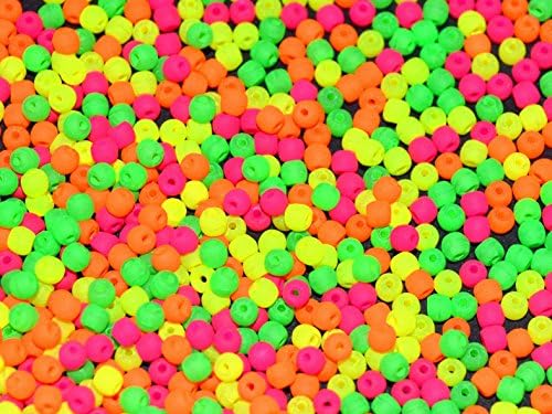0.14oz (4 Grams) (About 300 Pcs) 2 mm Czech Glass Round Pressed Beads Estrela Neon (UV Active-Glow in UV Light!) 2 mm Warm Neon Mix