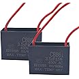CBB61 Ceiling Fan Capacitor 2 Wire 3.5uf Compatible with 400/350/300/250VAC Fan Capacitor 50/60Hz CBB61-3.5uF（2 Pack）