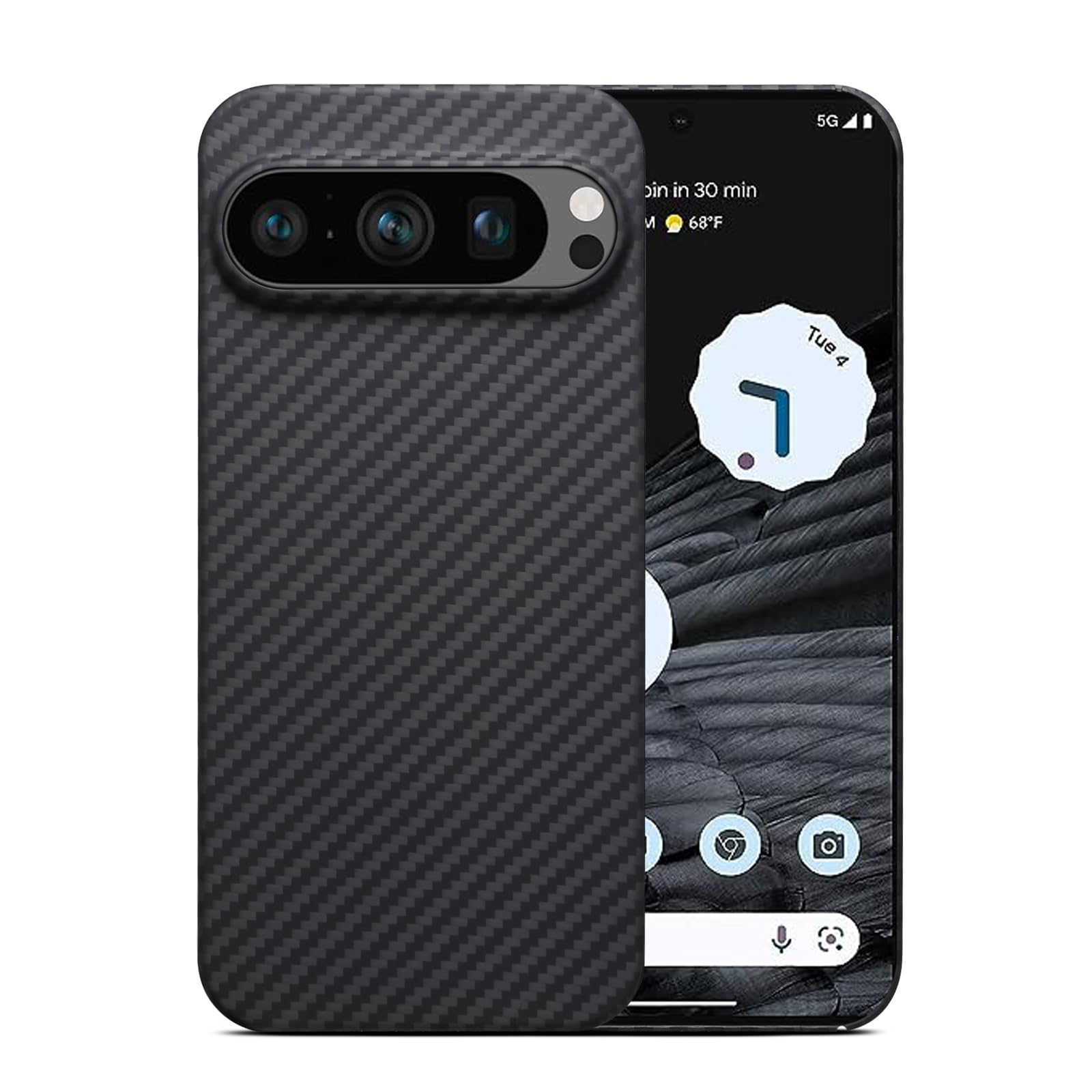 Photo 1 of Ultra Slim Case for Google Pixel 10 Pro XL, Made of Real Aramid Fiber, Soft Touch, Tough Durable Carbon Bumper (for pixel10 pro XL) Black
