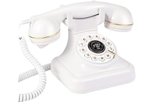 Huamch Audio Guest Book Wedding Phone,Customized Audio Guest Book Phone, Vintage Rotary Style Audio Message Voicemail for Graduation Retirement Party Birthdays Baby Shower Special Occasions (White)