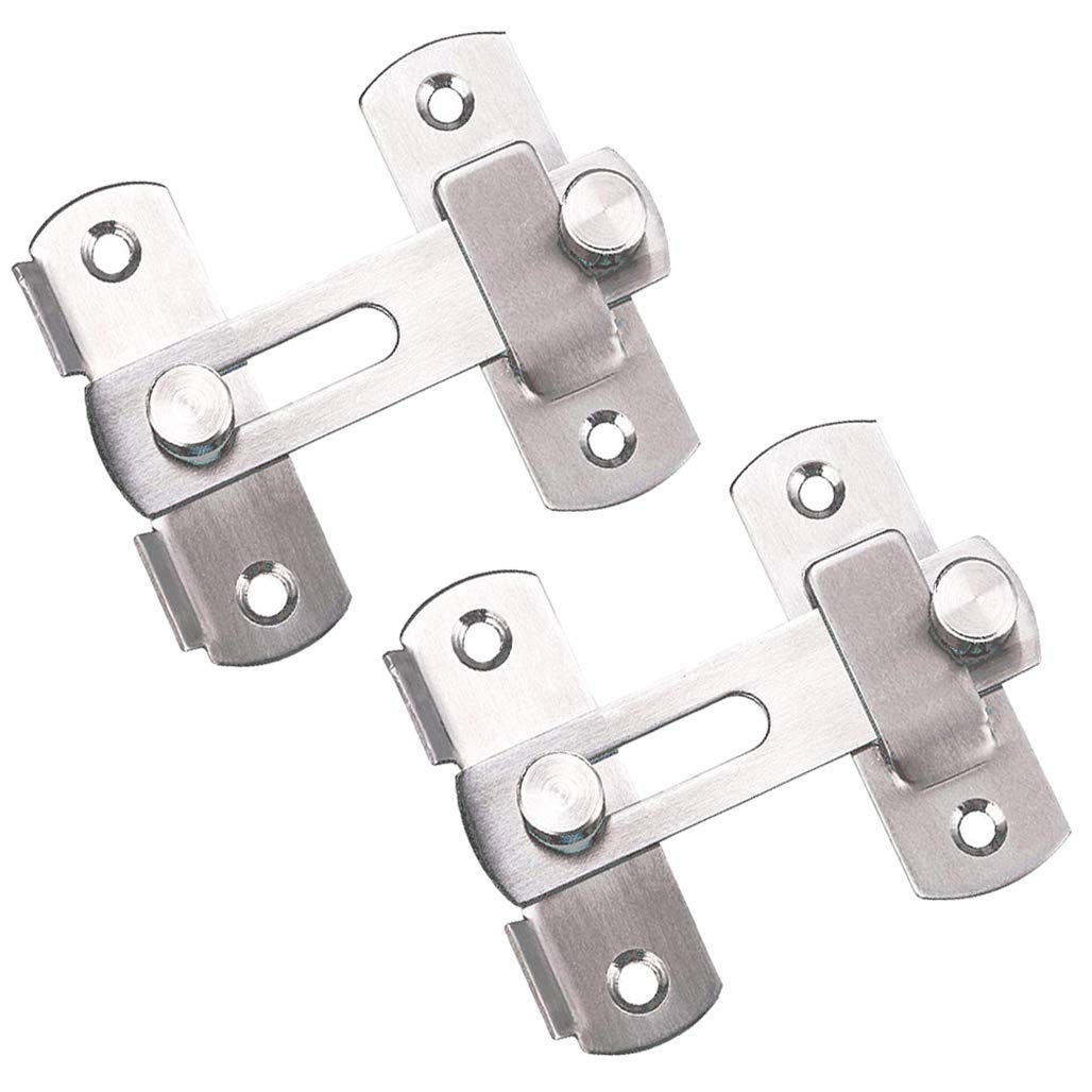 Stainless Steel Flip Latch, Tiberham Heavy Duty Hasp Latch Sliding Door Bolt Lock, Bar Latch Safety Gate Lock for Door Window Cabinet Pet Cage Crate Fitting Accessories (Pack of 2)