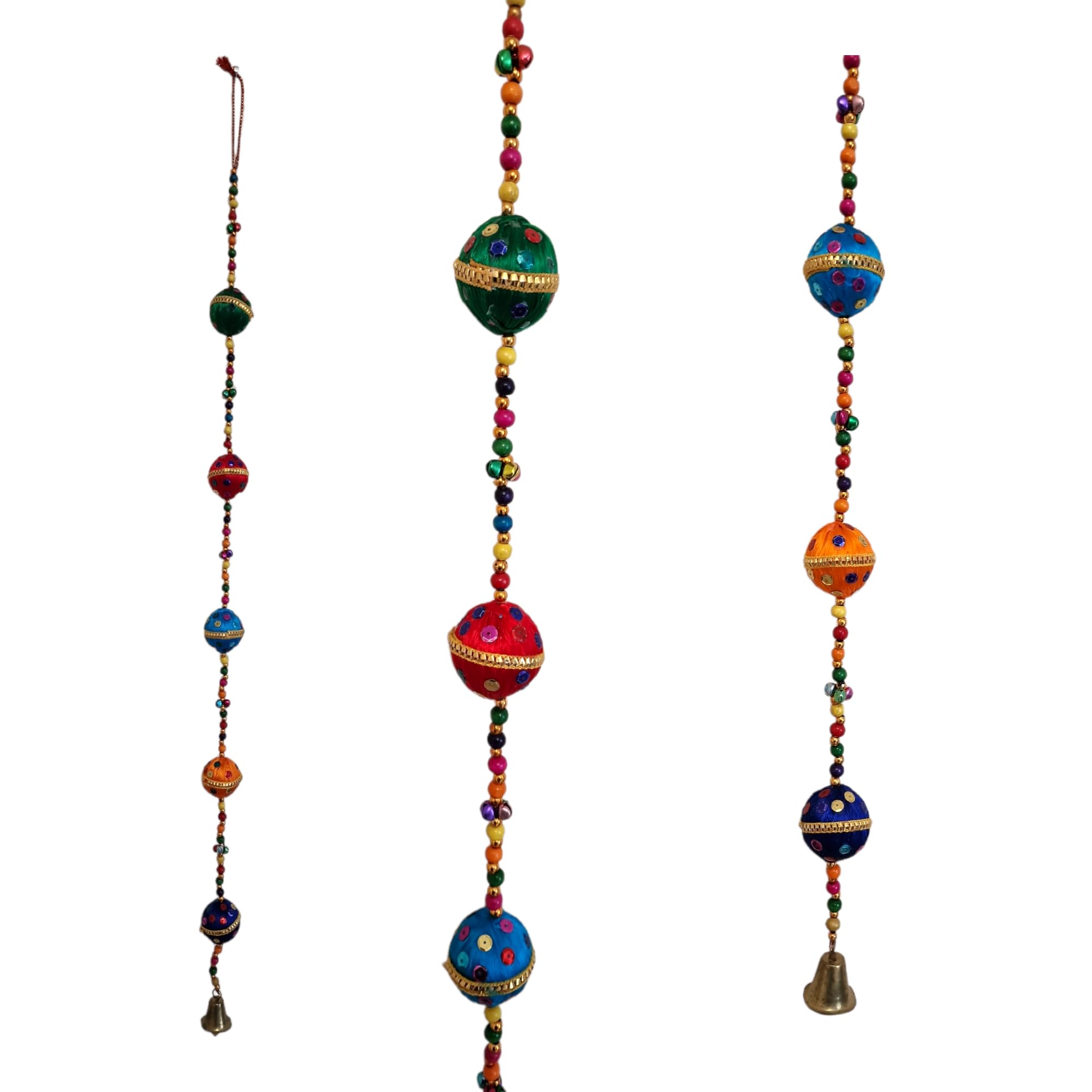 Indian Handcrafted Hanging Round Shape Wall Decoration With Bell for Home, Office, Wedding, Festivals (1)
