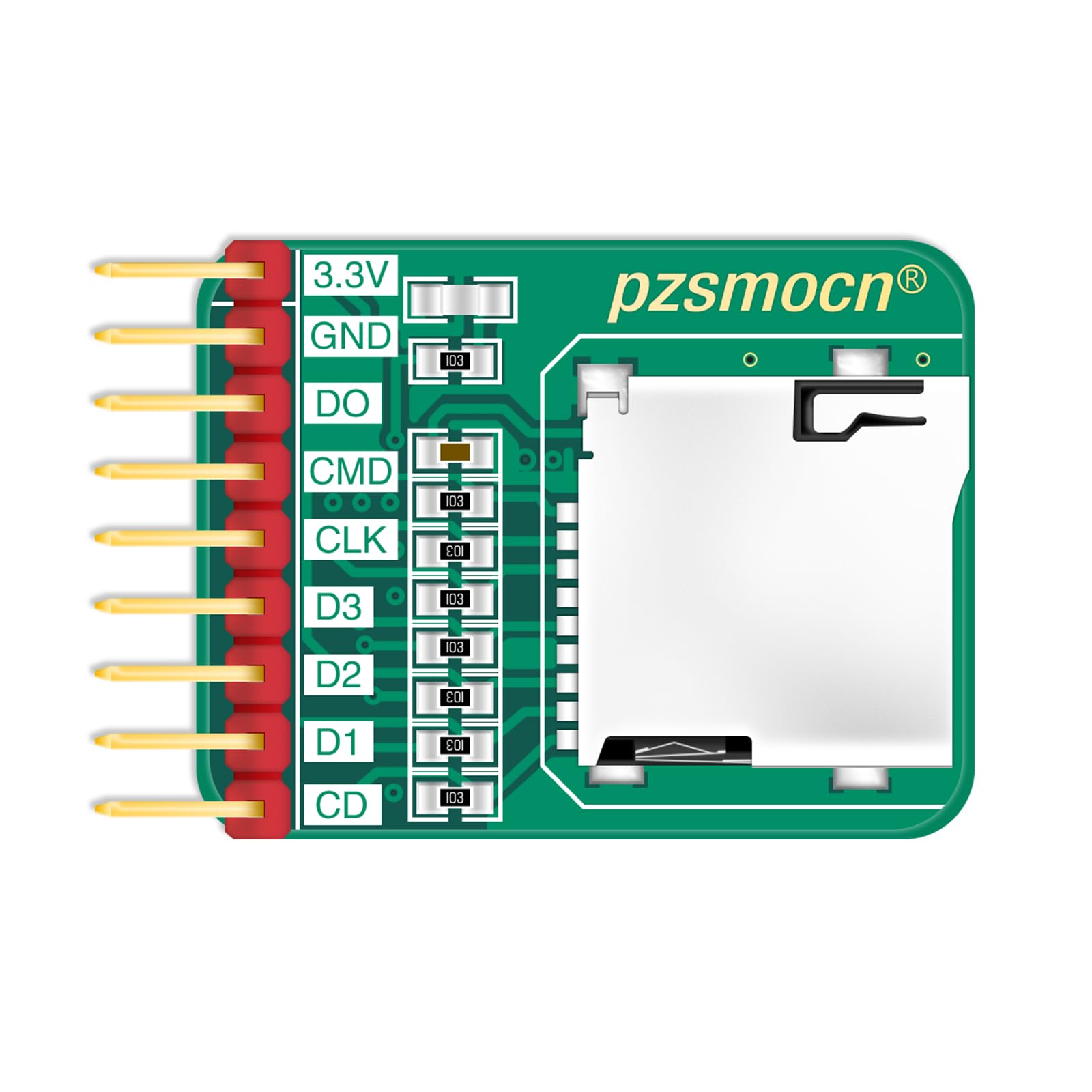 Pzsmocn: Micro-SD/TF Memory Card Reader Adapter Slot Socket Module (2 Pcs) Compatible with Raspberry Pi and Arduino Board. for Smart Homes, Offices, 3D Printer and Teaching Interact with Robots.