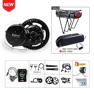 BAFANG BBS02B 48V 750W Ebike Motor with LCD Display 8fun Mid Drive Electric Bike Conversion Kit with Battery (Optional)