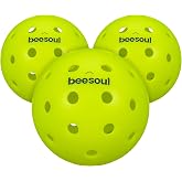 beesoul 3-Pack Premium Pickleball Balls | Outdoor 40-Hole Balls, Consistent Bounce, USAPA Approved Pickle Ball, Tournament Play