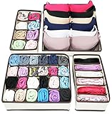 Greenco Collapsible Underwear Drawer Divider Closet Organizer - Set 4, Beige