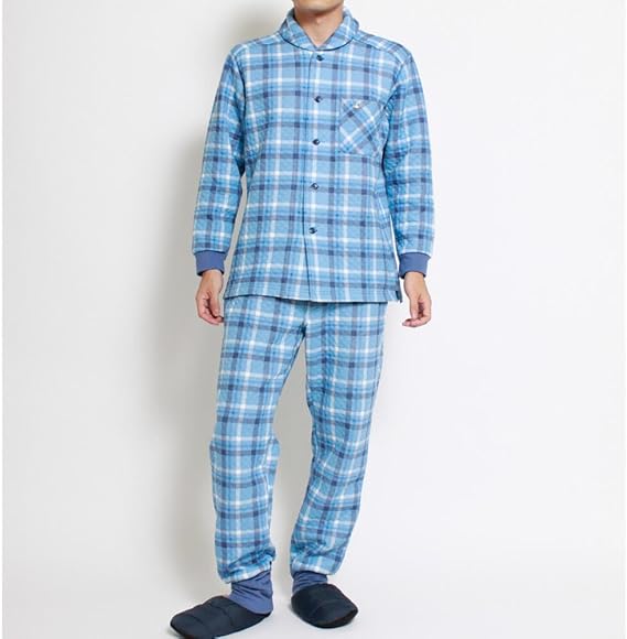 Amazon グンゼ パジャマ 快眠ナビ 保温 長袖長パンツ ニットキルト 綿レーヨンベアフライス Gm4026 メンズ ブルー 日本 Ll 日本サイズ2l相当 パジャマ 通販