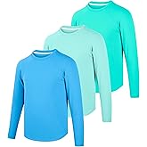 BIG ELEPHANT 3 Pack Boys Long Sleeve Rashguard – UPF 50+,Quick-Dry Athletic Shirts for Youth, Breathable Crew Neck