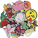 Dandan DIY 25pcs Assorted Kid Sew On/Iron On Patch Applique Clothes Dress Plant Hat Jeans Sewing Flowers Applique DIY Accessory