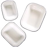 Webake Enamelware Roasting Pan 3-Pack Enameled Cast Iron Oblong Pie Pan Pie Dish Roaster Pan Food Containers - Solid White wi