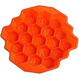 KISEER Large Honeycomb Silicone Soap Mold | 19-Hole Baking Cake Mold Bakeware for Family or Friends Party (Orange, 12-Inch)