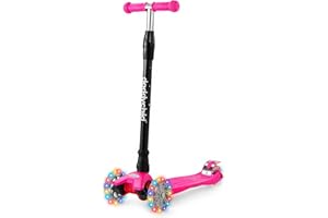 DADDYCHILD Scooters for Kids 3 Wheel Kick Scooter for Toddlers Girls & Boys, 4 Adjustable Height, Lean to Steer, Extra-Wide Deck, Light Up Wheels for Children from 3 to 14 Years Old