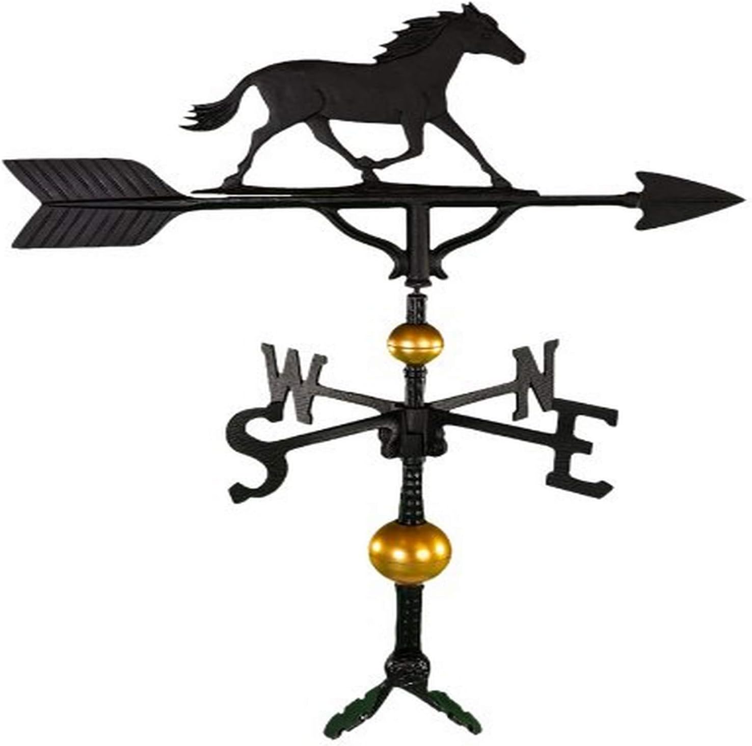 Weathervanes - Montague Metal Products 32-Inch Deluxe Weathervane with Satin Black Horse Ornament,White